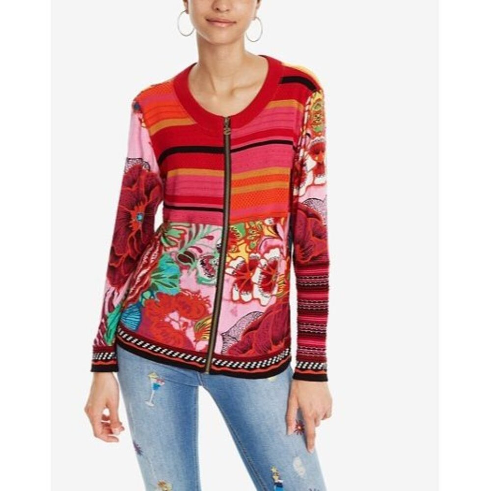 Desigual TOKIO Red and Pink Full Zip Top see measurement for size